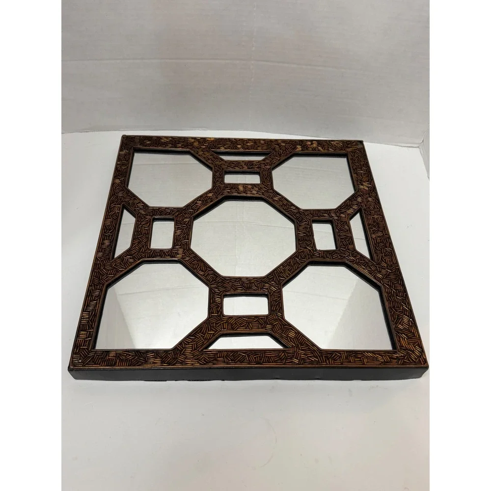 Pier 1 One Imports Mirror Square Seed Beaded Brown 14